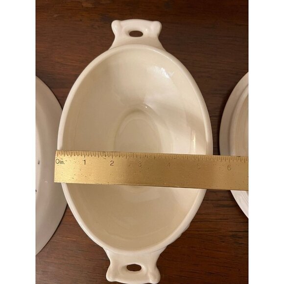 Vintage Ceramic Oval Dish Tureen With Lid With Plate Flower Design 7.5” x 5.5” - Picture 9 of 12